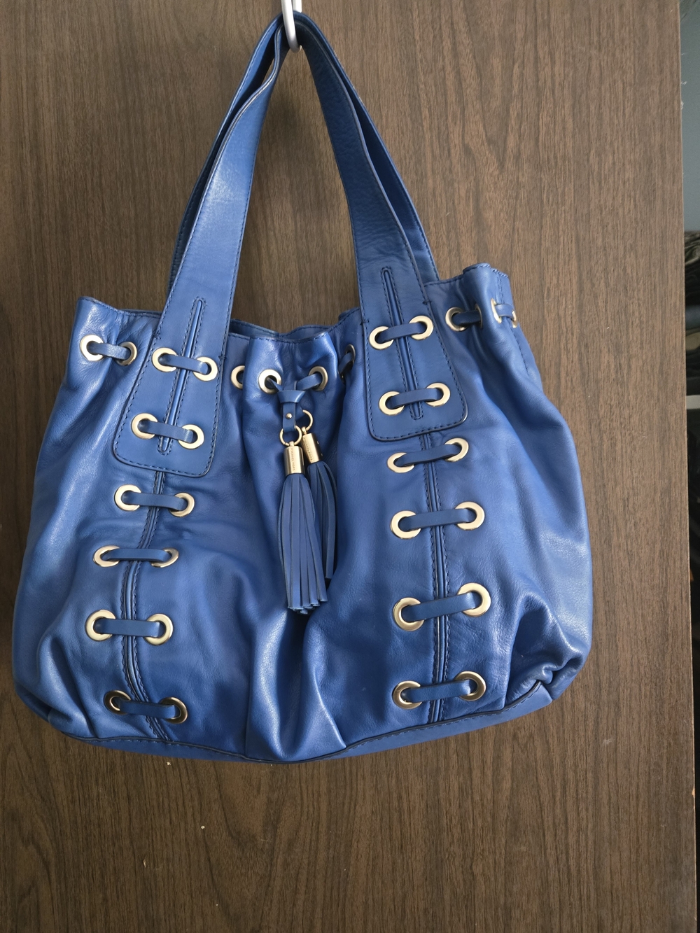 MICHAEL Michael Kors Blue Leather Tassel Shoulder Bag